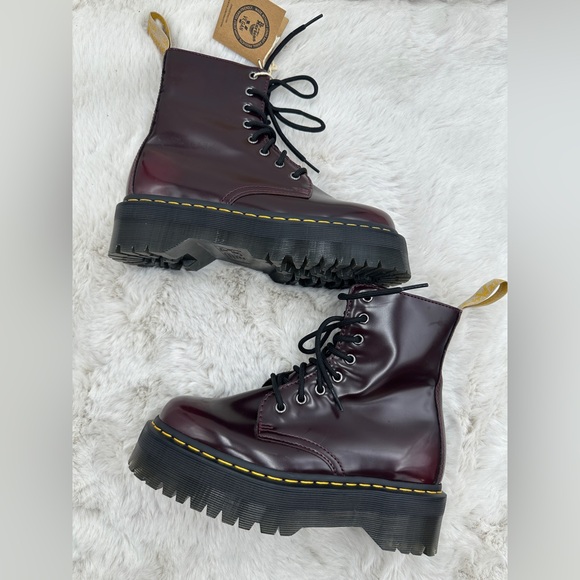 Dr Martens Jadon Arcadia Burgundy Leather platform Boots women’s 8 NWT - Picture 5 of 13